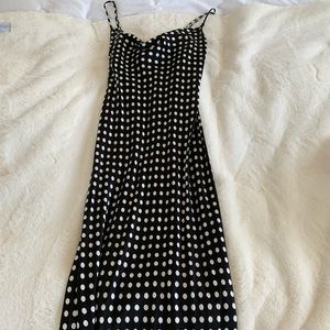 Zara black and white polka dot slip dress size xs